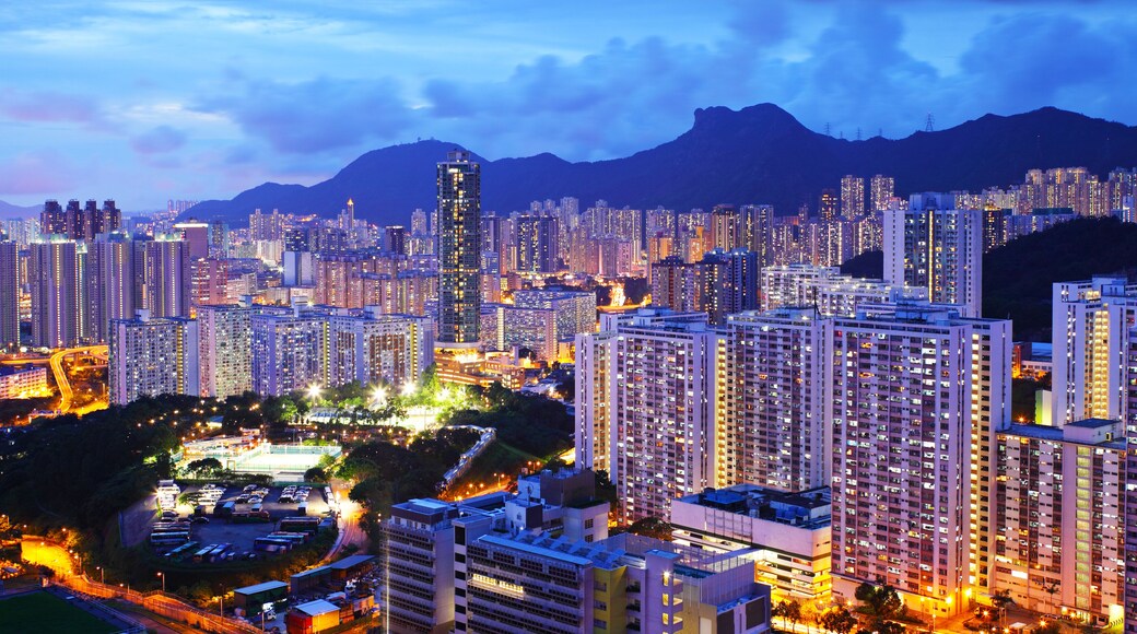 Cityscape with mt. Lion Rock in Hong Kong