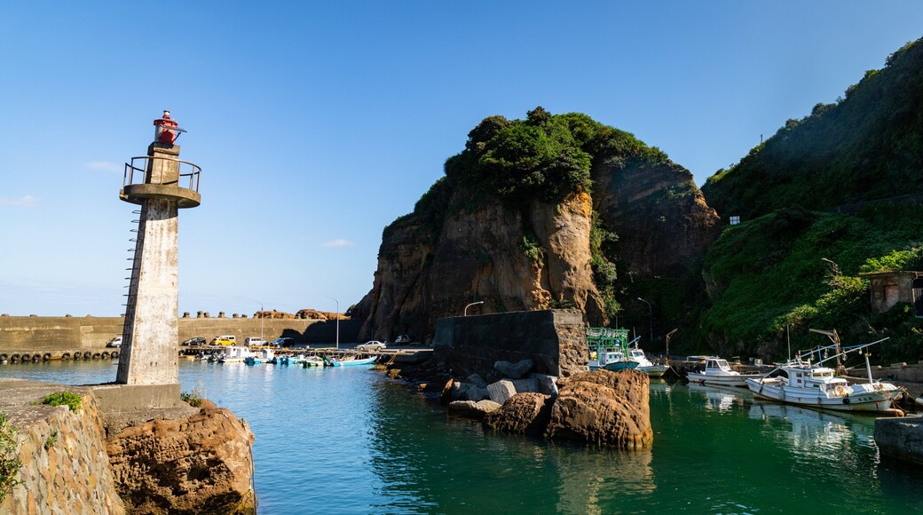 Yinyang Sea featuring rocky coastline, a lighthouse and a bay or harbor