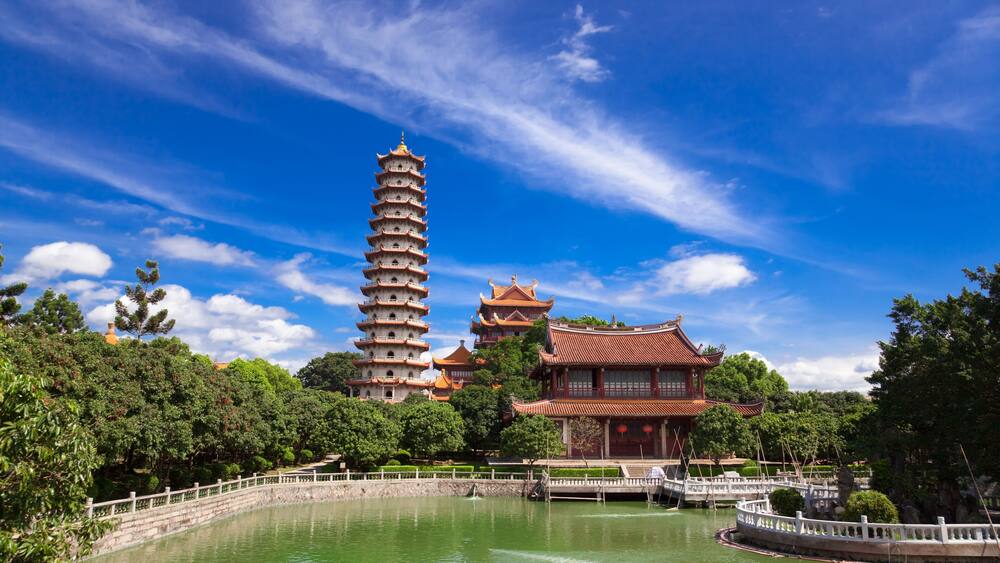 Chinese Pagoda of Xichan temple in Fuzhou,China. Xichan temple dating from thousand years ago is very famous place for buddhism in southeast of China.; Shutterstock ID 48480415; Purchase Order: -