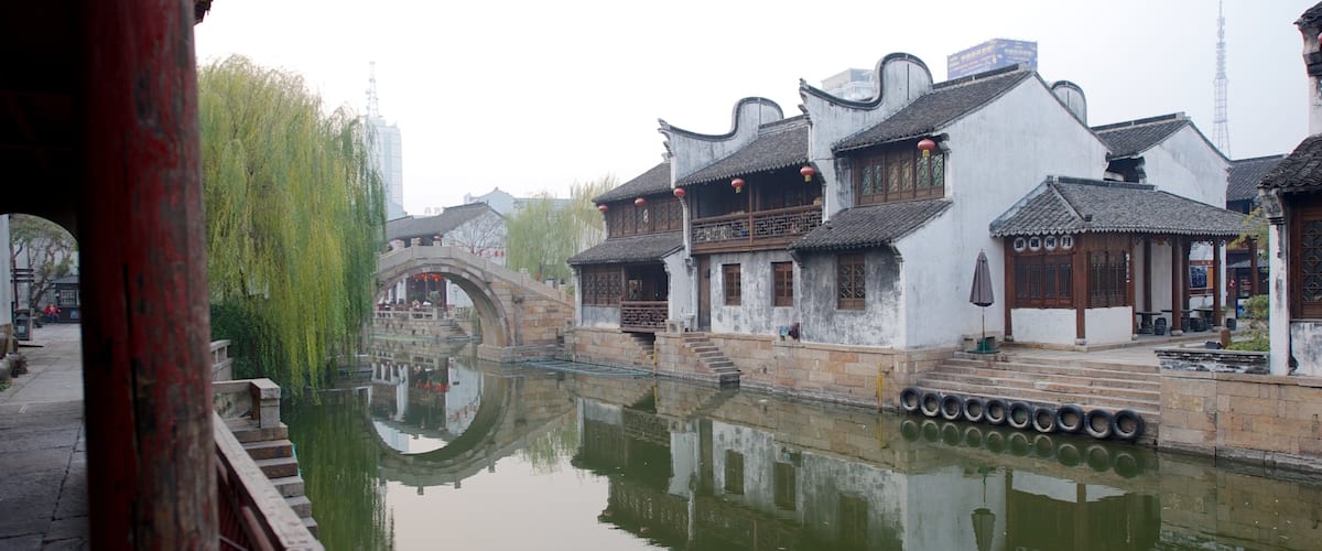 Jiaxing featuring a river or creek, heritage architecture and a small town or village