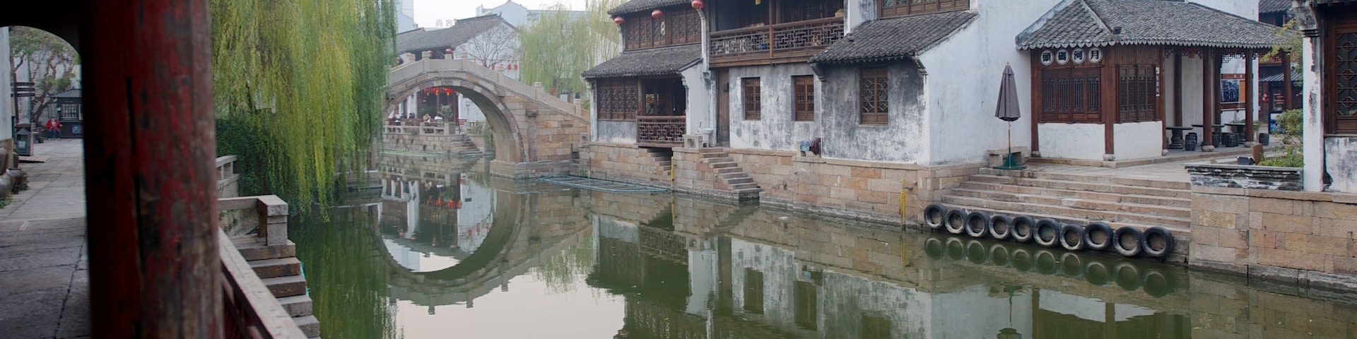 Jiaxing featuring a river or creek, heritage architecture and a small town or village