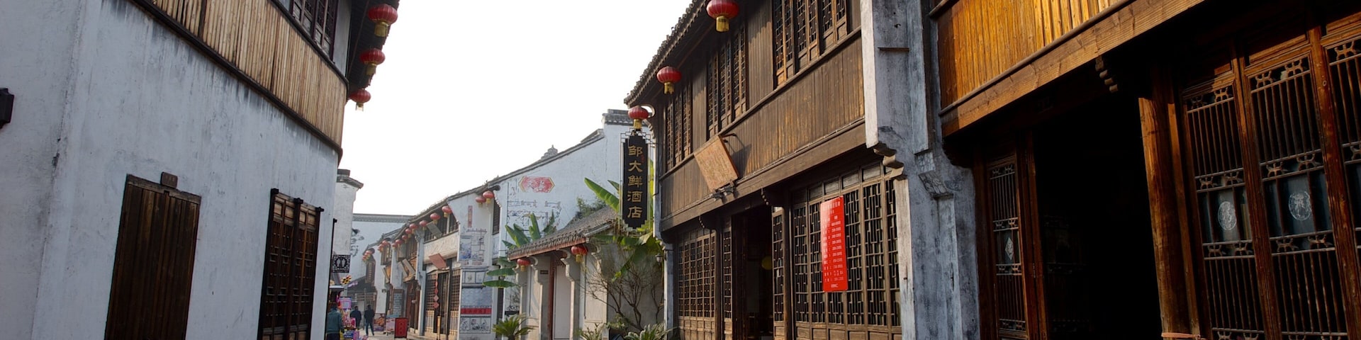 Jiaxing which includes heritage architecture and street scenes