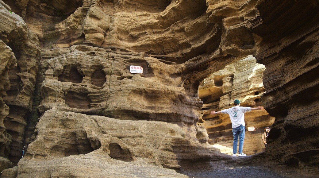 Yongmeori Coast showing rugged coastline as well as an individual male