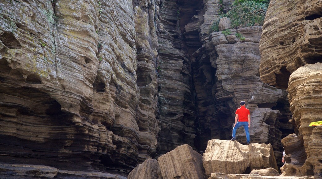 Yongmeori Coast which includes rugged coastline as well as an individual male