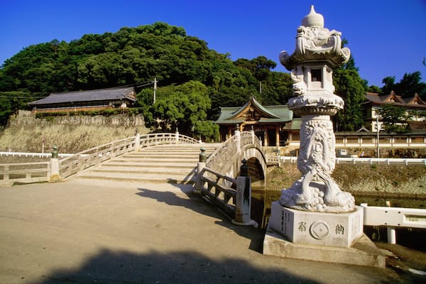 Shrine near an arch bridge, Warei Shrine, Uwajima, Shikoku, Japan