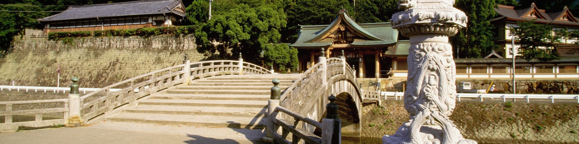 Shrine near an arch bridge, Warei Shrine, Uwajima, Shikoku, Japan