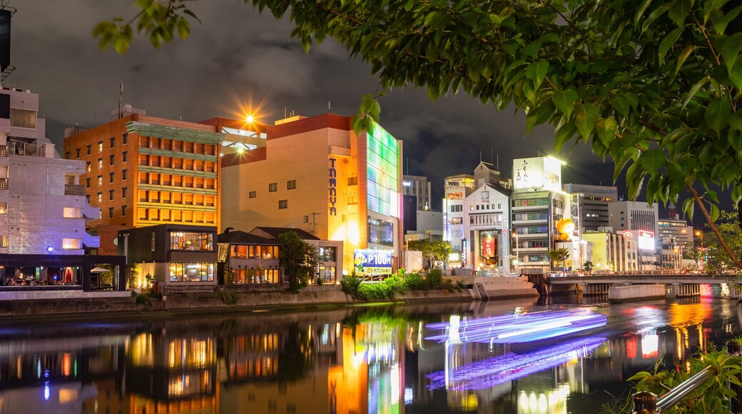 Yatai featuring a city, a river or creek and night scenes