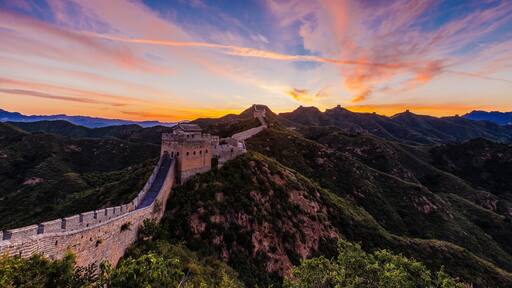 Beijing, China - AUG 12, 2014: Sunrise at Jinshanling Great Wall of China