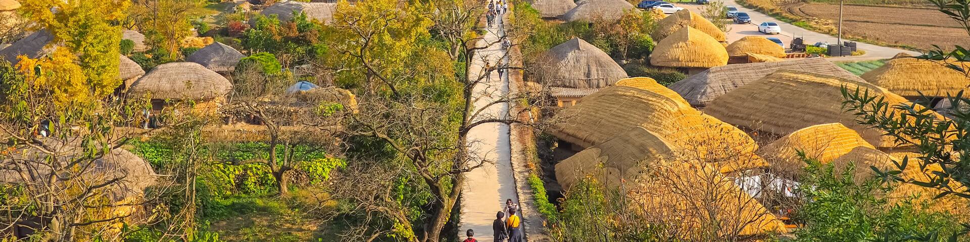 Naganeupseong Folk Village during autumn in Suncheon, A Traditional Hanok Village in South Korea.