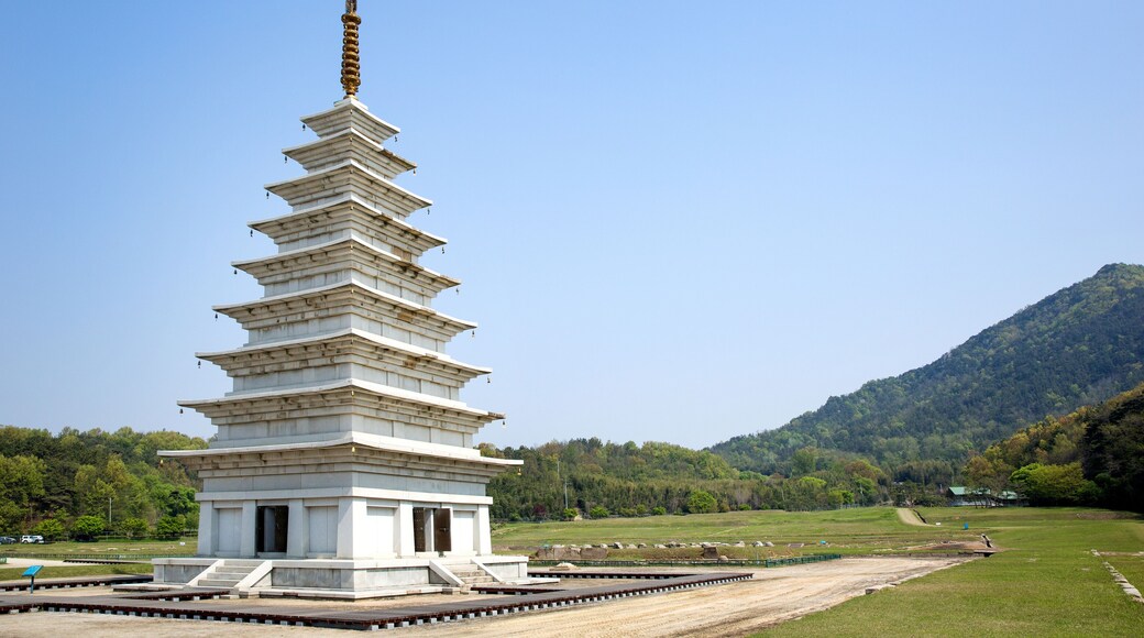 Stone pagodas of Mireuksa Temple Site, Iksan-si, South Korea.
