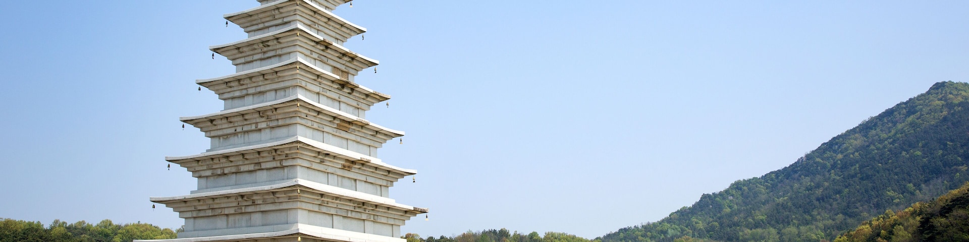 Stone pagodas of Mireuksa Temple Site, Iksan-si, South Korea.