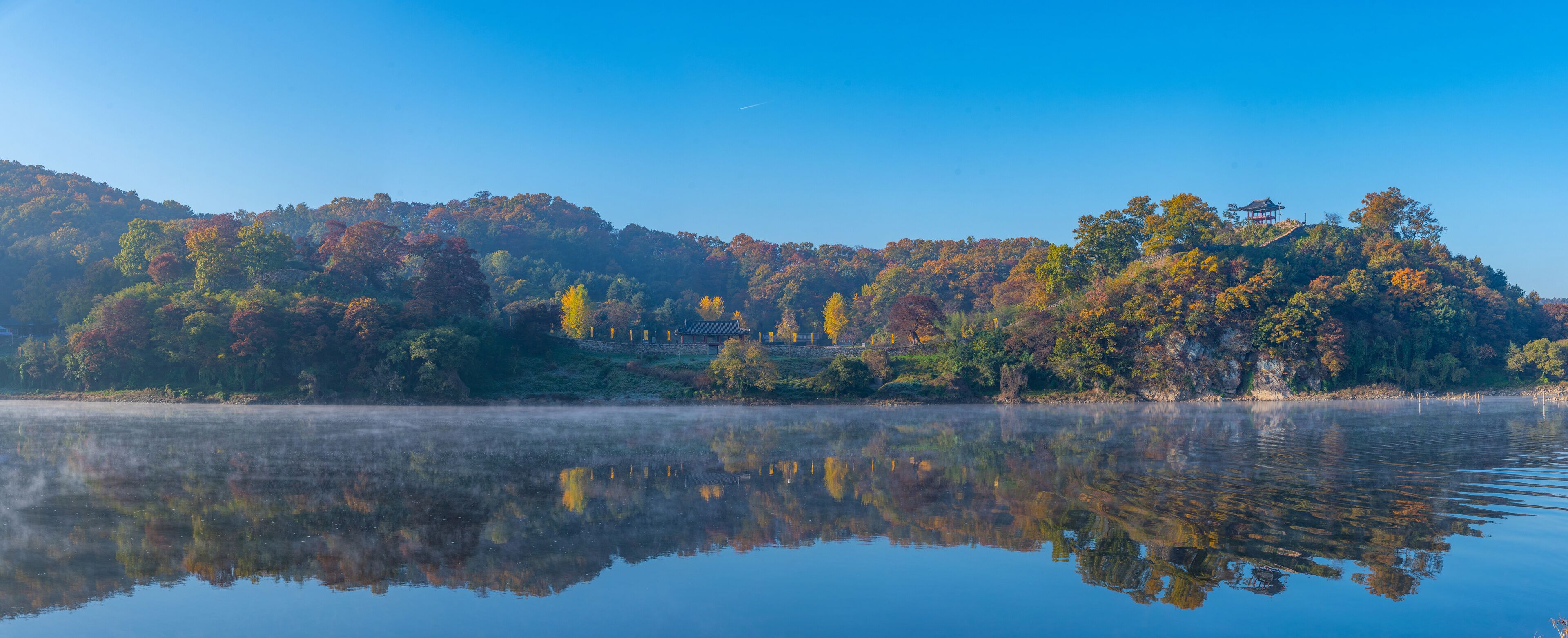 Reflection of Gongsanseong fortress in Gongju, Republic of Korea