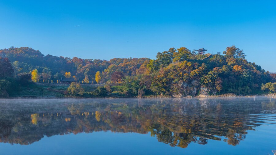Reflection of Gongsanseong fortress in Gongju, Republic of Korea