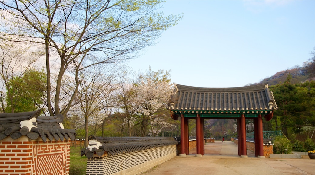 Wolmi Traditional Park showing a park and wildflowers