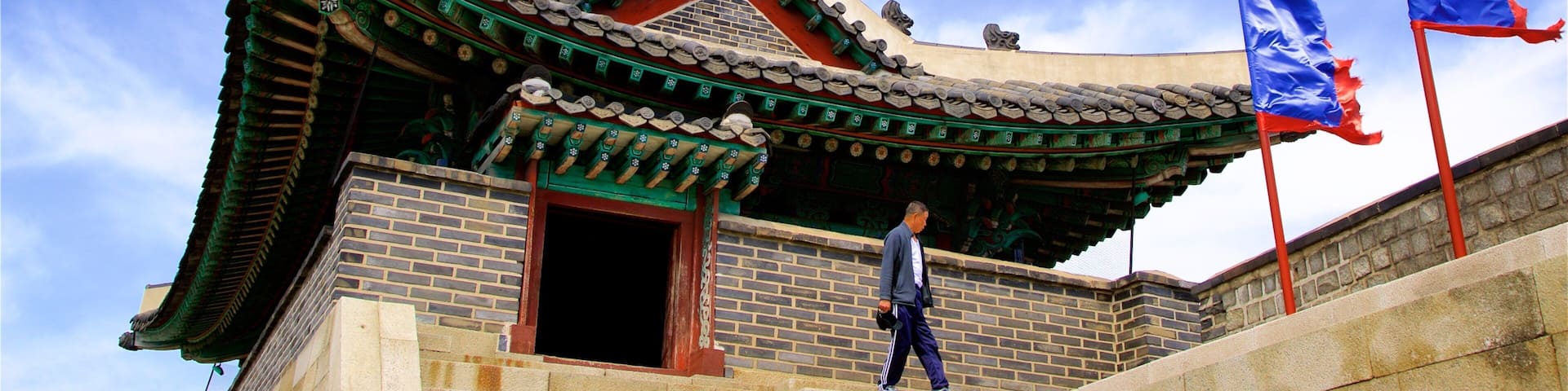 Changnyongmun Gate which includes heritage elements as well as an individual male