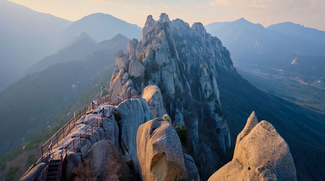 View from Ulsanbawi rock peak on sunset. Seoraksan National Park, South Corea