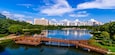 Overhead, southern view of Ilsan Lake in Goyang, South Korea.