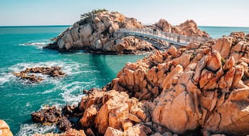 Sea and bridge at Daewangam park in Ulsan, Korea
