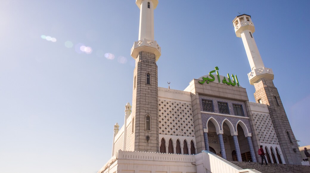Located in Seoul, the Seoul Central Mosque was the first Islamic mosque in Korea. View during clear blue sky on a sunny day and flare.; Shutterstock ID 551834587; Purchase Order: -