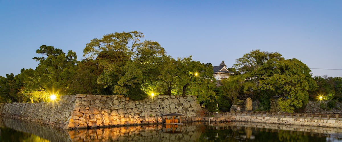 Ujo Park which includes night scenes and a lake or waterhole