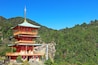 View of the Seigantoji temple pagoda and Na-chi falls, wakayama, japan