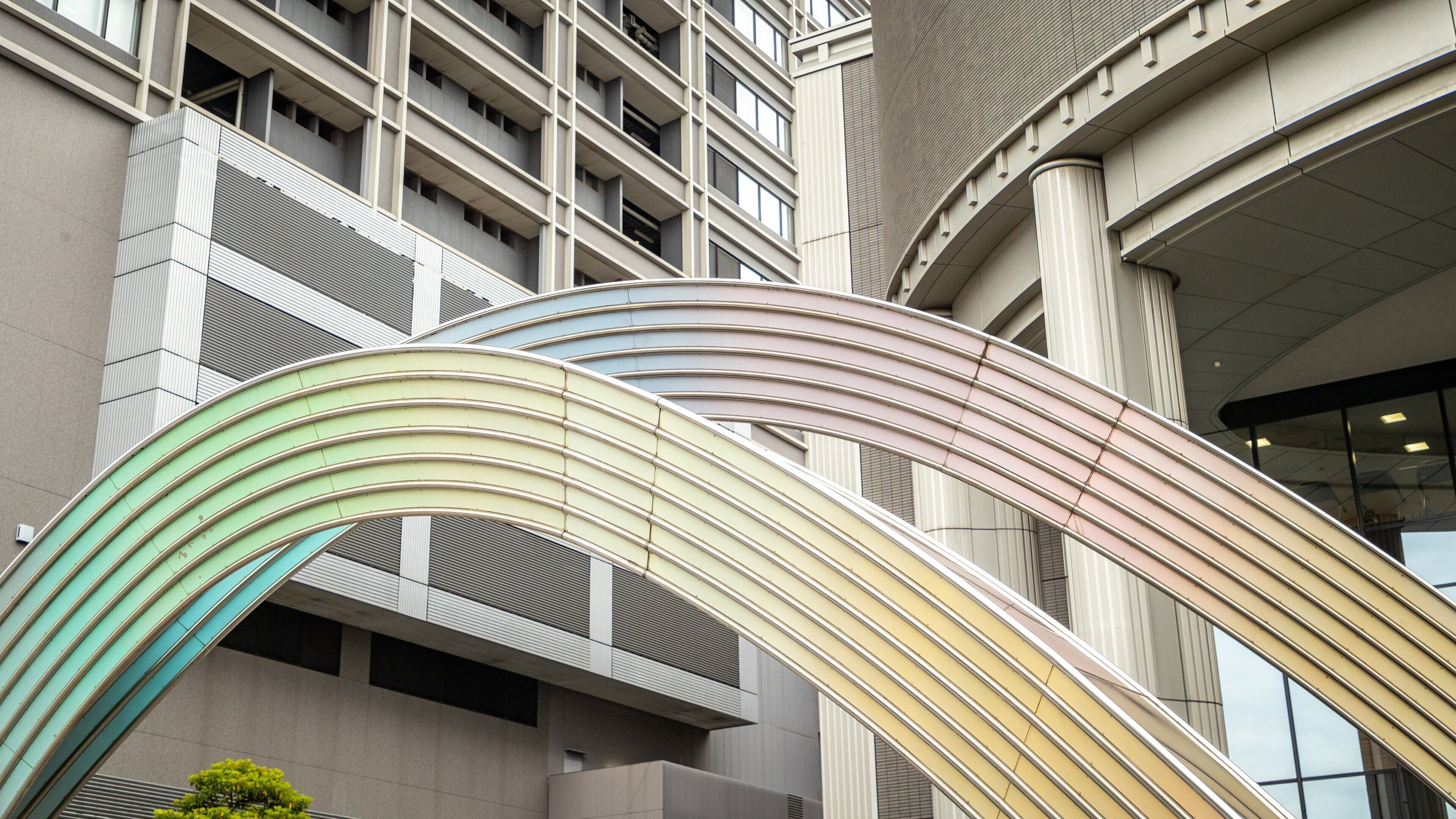 Osaka City Air Terminal showing a city and outdoor art