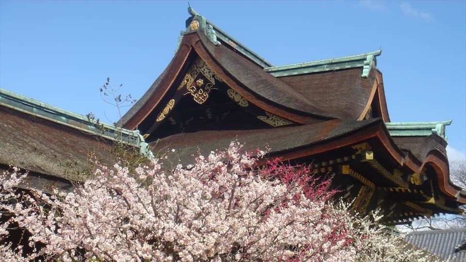 Kyōto which includes heritage architecture and a temple or place of worship