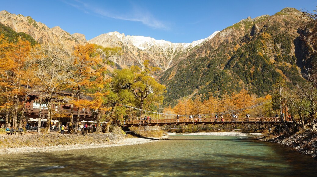 Kappa Bridge which includes a river or creek, a bridge and mountains