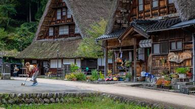 Nanto which includes a small town or village and street scenes as well as an individual femail