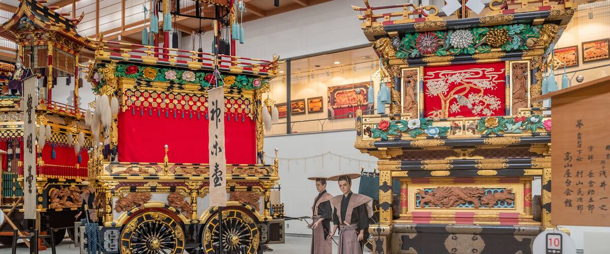 Takayama Festival Floats Exhibition Hall featuring heritage elements and interior views