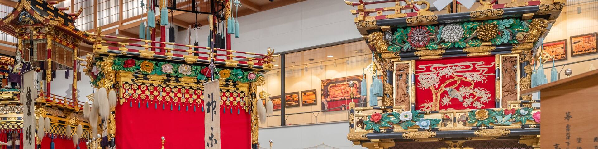 Takayama Festival Floats Exhibition Hall featuring heritage elements and interior views