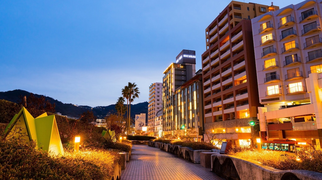 Atami Sun Beach which includes night scenes