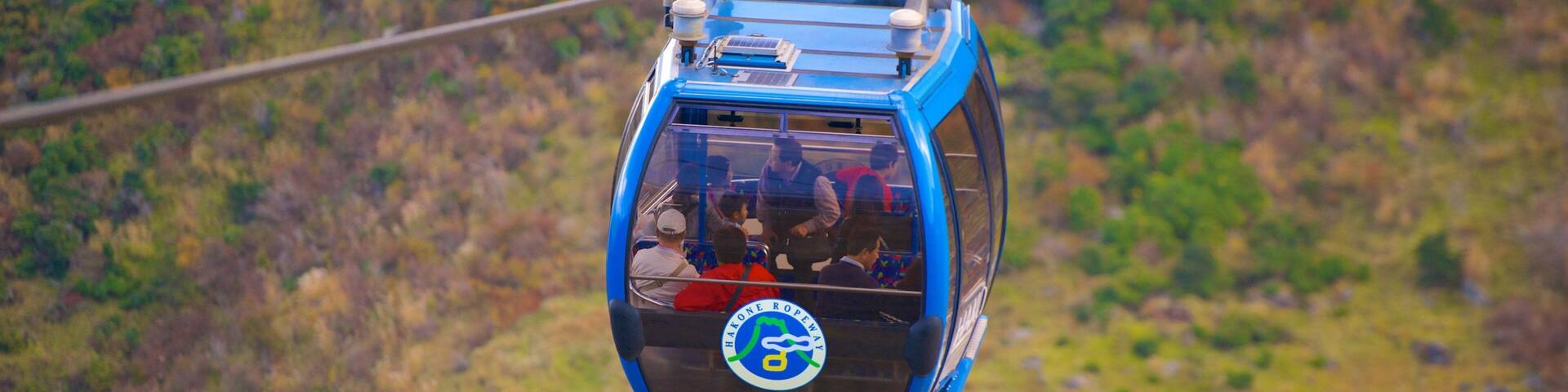 Hakone which includes a gondola as well as a large group of people