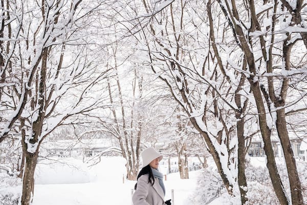 Girl in Forest and Snow