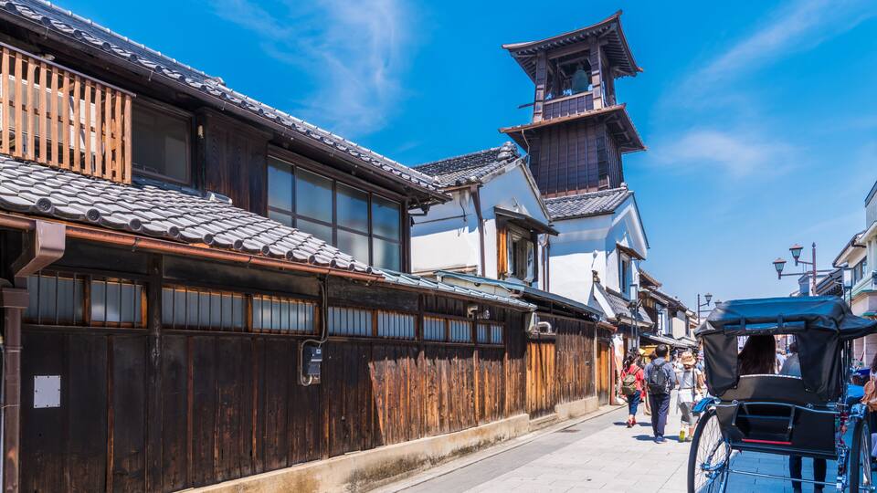 小江戸 川越 時の鐘 / The scenery of "Toki no Kane(bell of time)" and Kanetsuki Street in Kawagoe City. Kawagoe, Saitama, Japan.