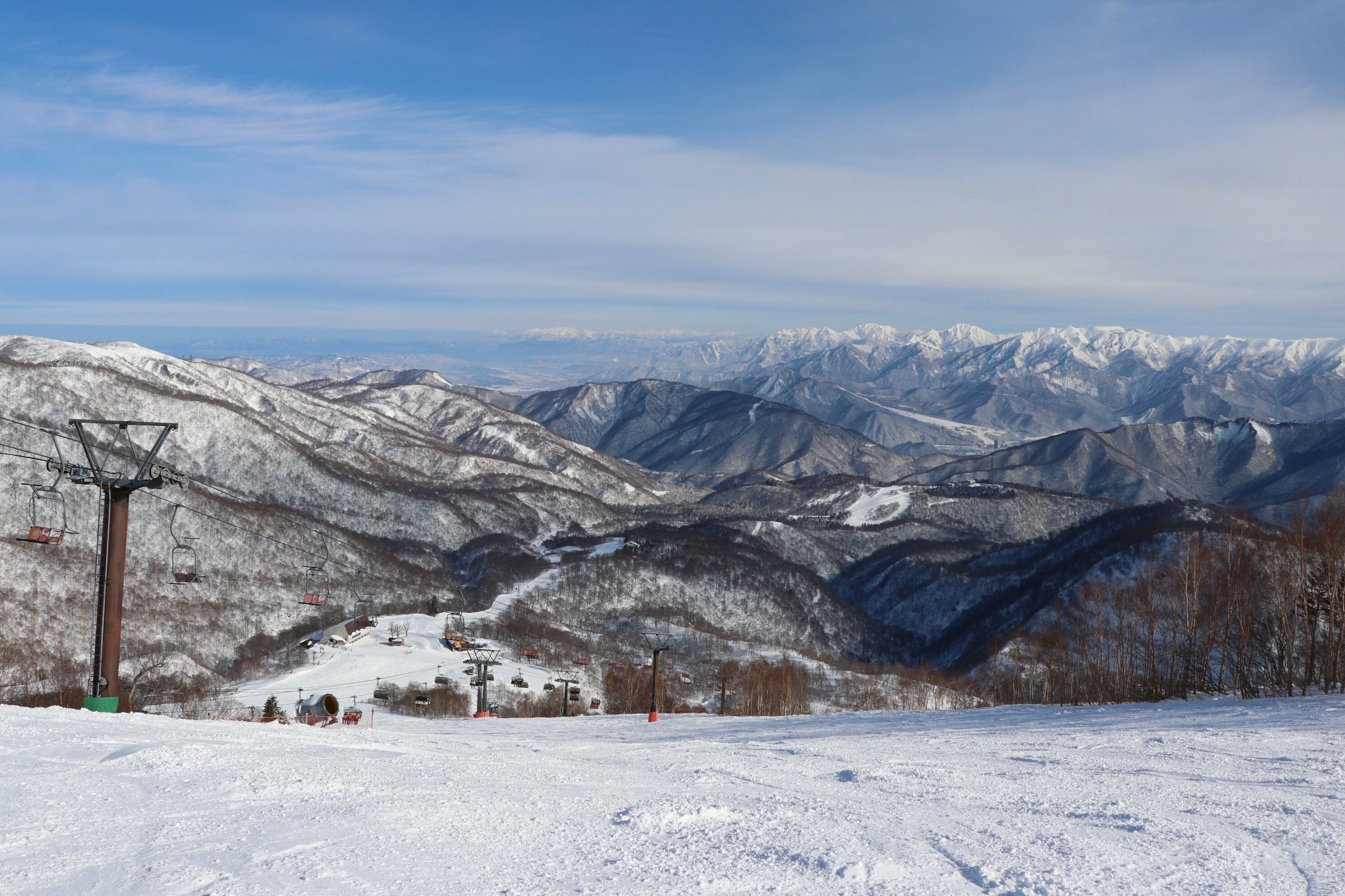Slope Surrounded by Big Mountains in Japan