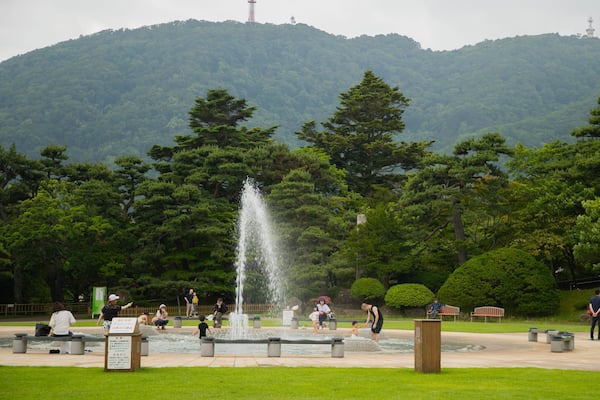 Hakodate Park which includes a fountain, swimming and a pool