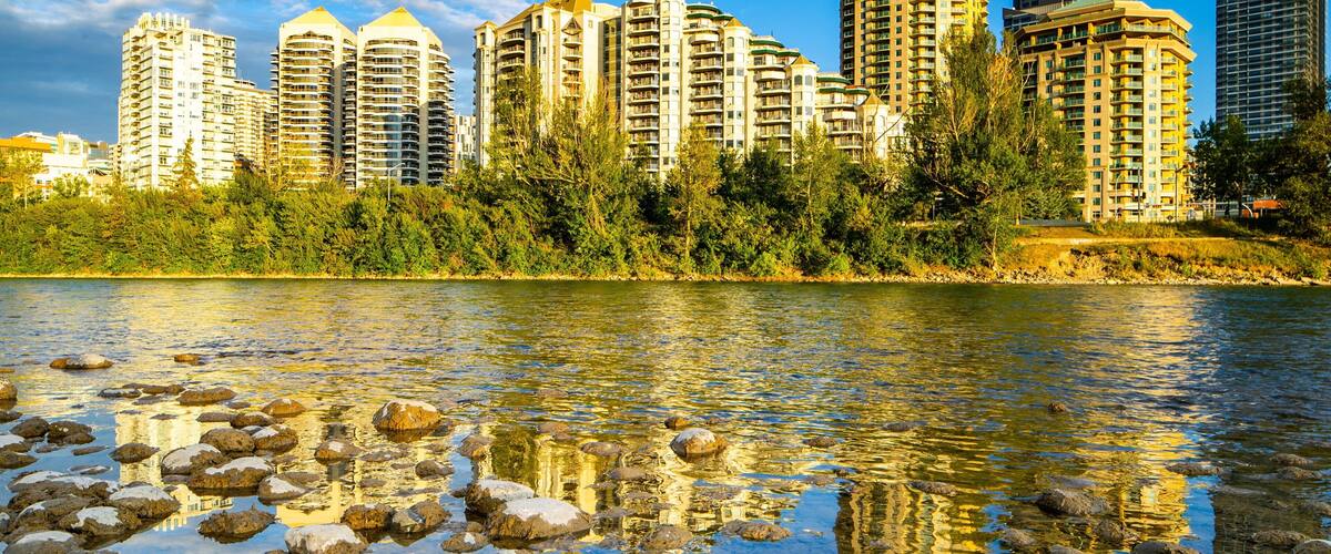 Bow River featuring a river or creek and a city