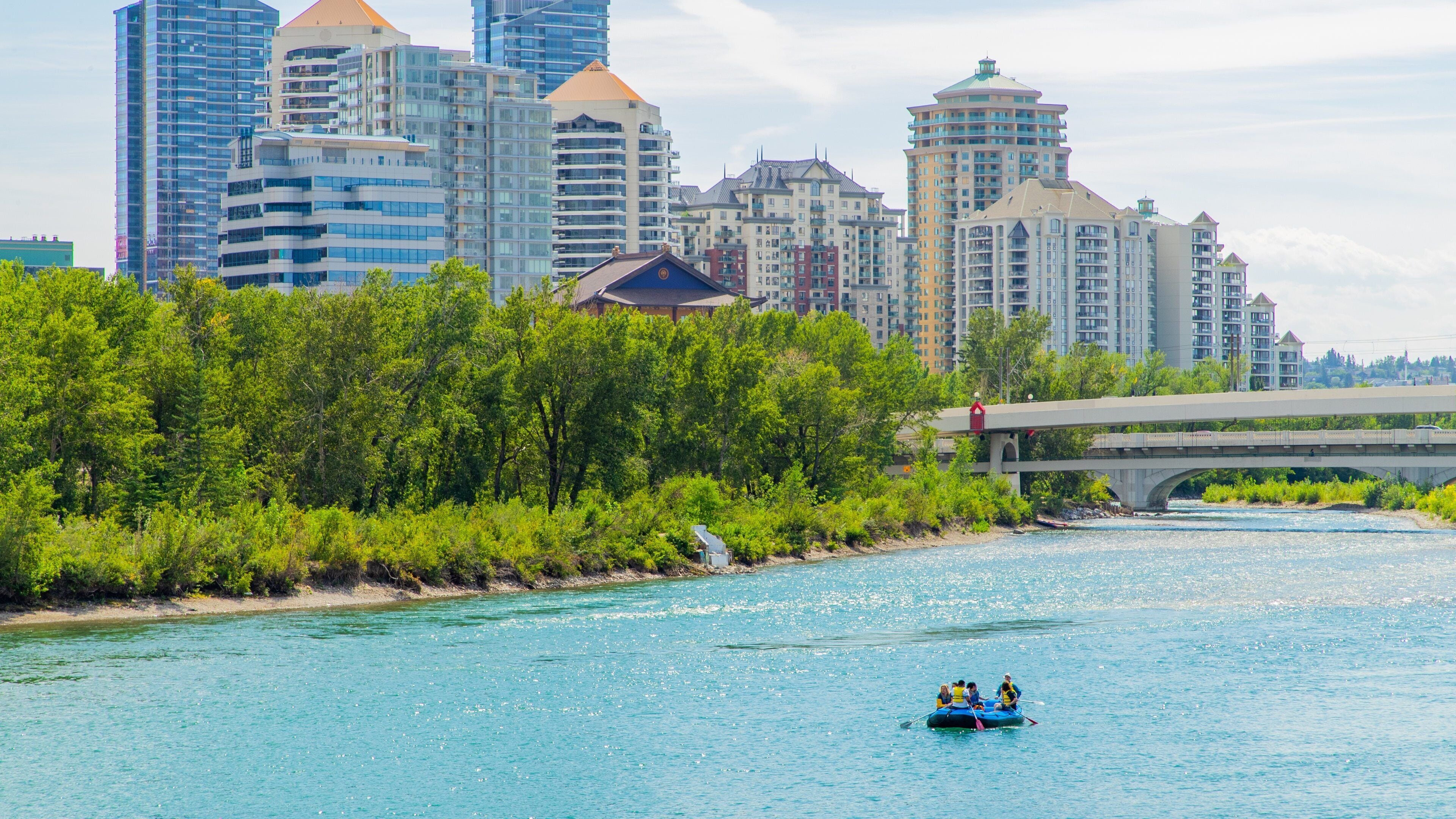 Bow River featuring a city, a river or creek and boating