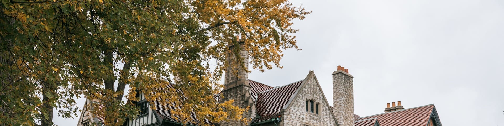 Willistead Manor featuring a house, heritage elements and autumn leaves