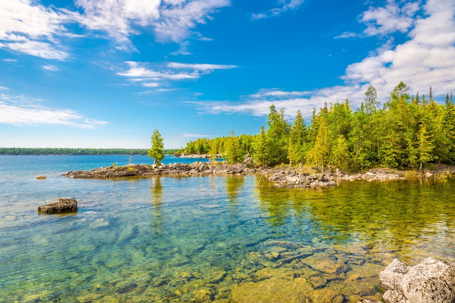View at the nature of Bruce Peninsula National Park near Dunks Point, Tobermory, Canada, Shutterstock ID 1190911774, Purchase Order: -