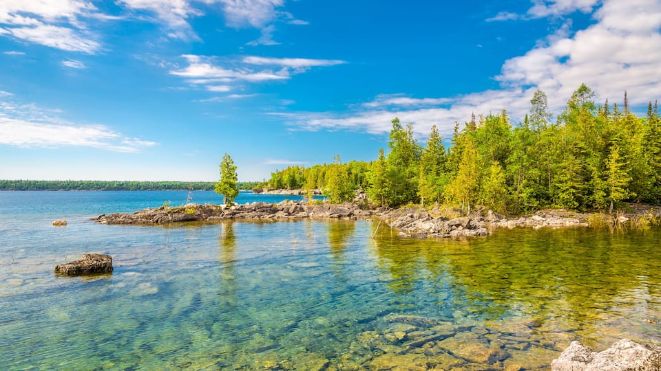 View at the nature of Bruce Peninsula National Park near Dunks Point, Tobermory, Canada, Shutterstock ID 1190911774, Purchase Order: -