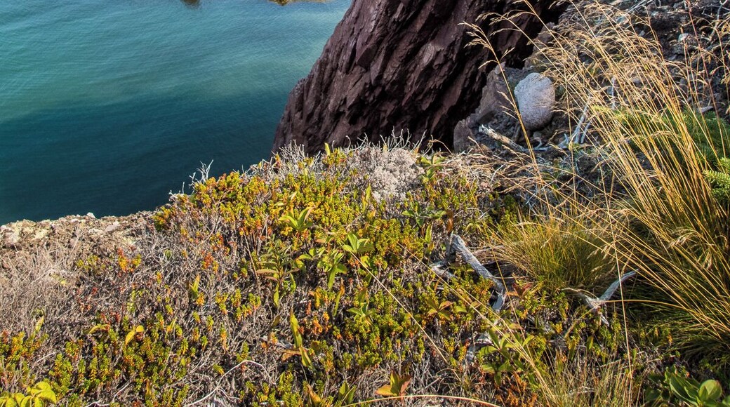 Sheer cliffs and tropical blue waters...at Cape Chignecto Provincial Park, Nova Scotia.