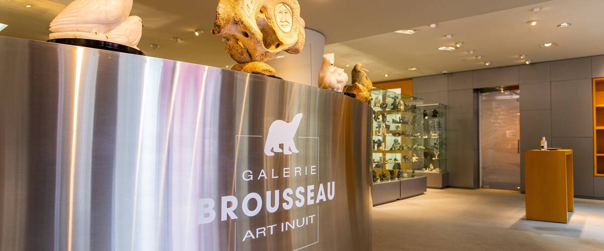Musee d\'Art Inuit Brousseau showing interior views, art and signage