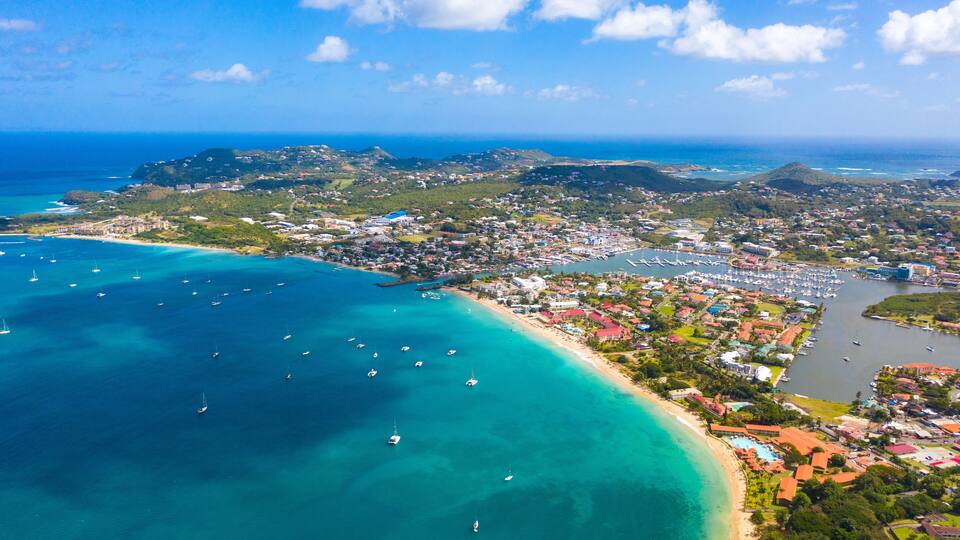 Amazing view of Rodney Bay Gros Islet land and sea tourist attraction