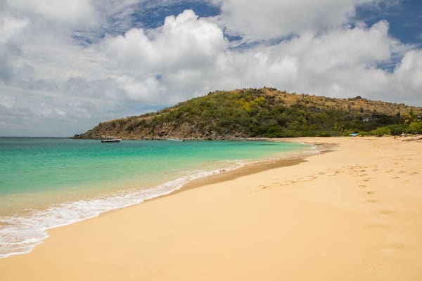 Happy Bay Beach which includes a sandy beach and general coastal views