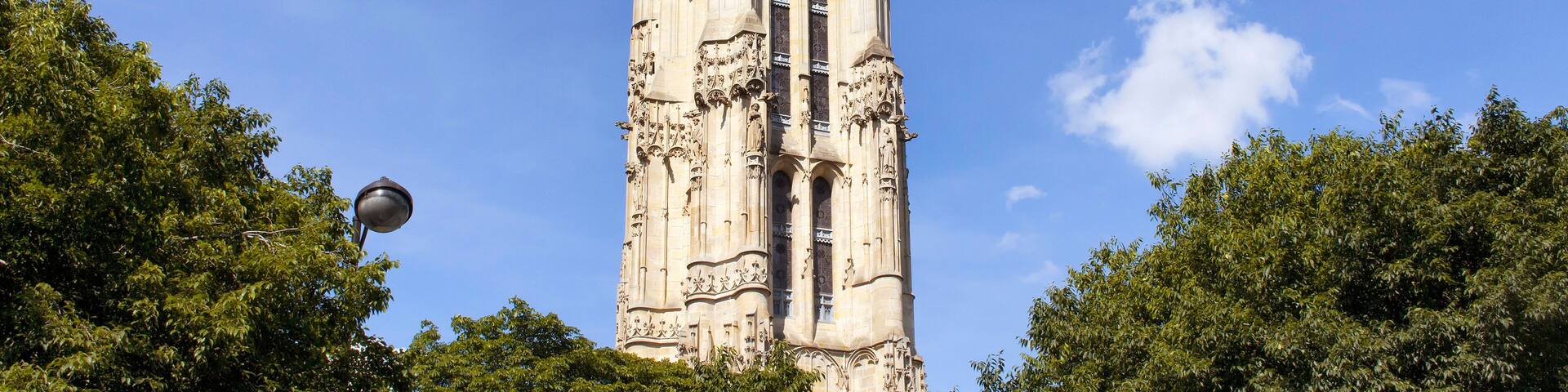 View of Saint-Jacques Tower in Paris. The only remaining part of a 16th-century church that was destroyed during the French Revolution.