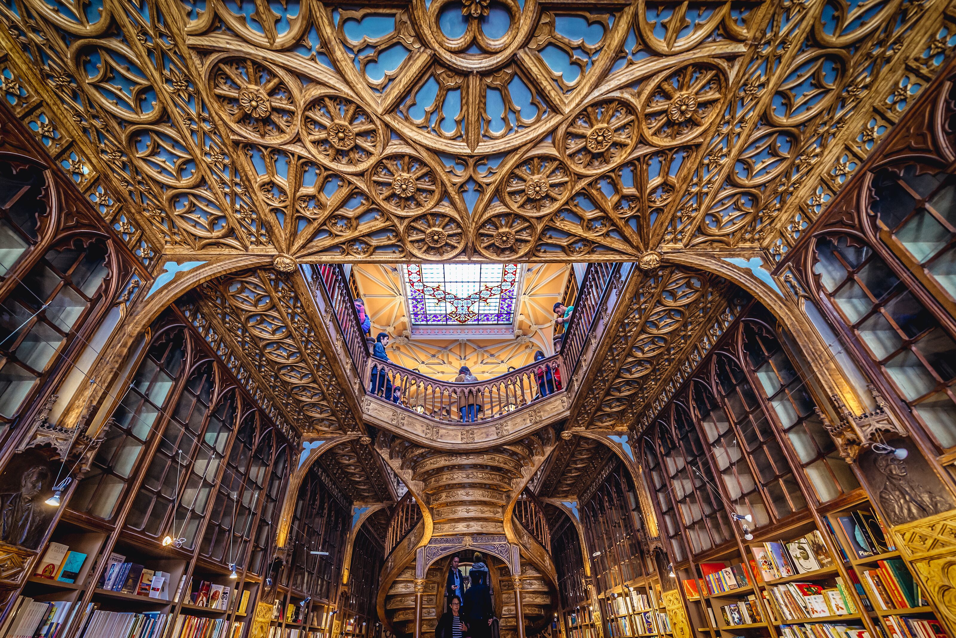 Porto, Portugal - November 13, 2017: Lello Bookstore in Porto, considered to be one of the most beautiful bookstores in the world