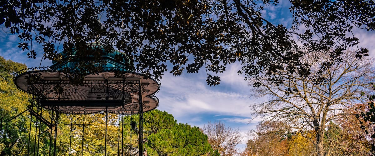 Landscape in Lapa in Jardim da Estrela with bandstand, Lisbon - Portugal