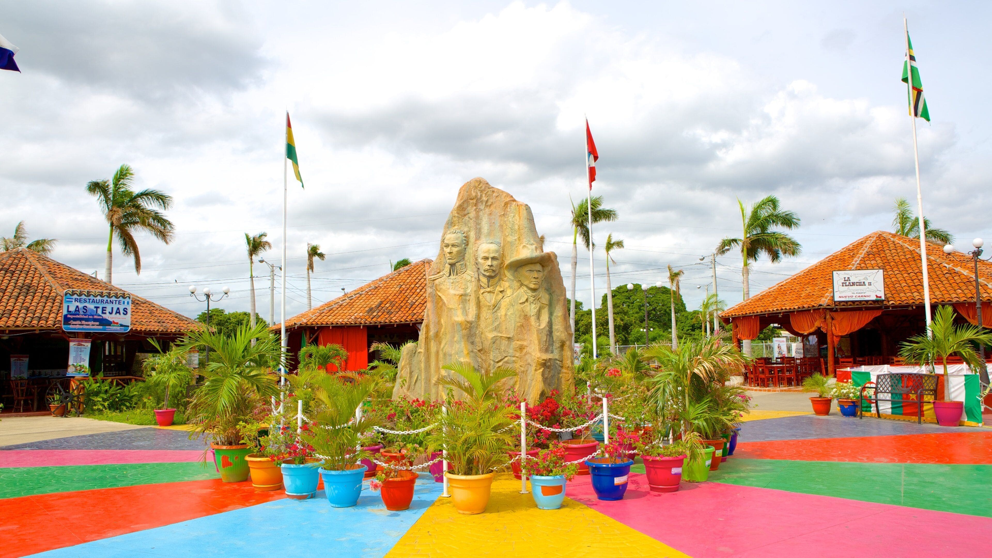 Managua som viser blomster og minnesmerke